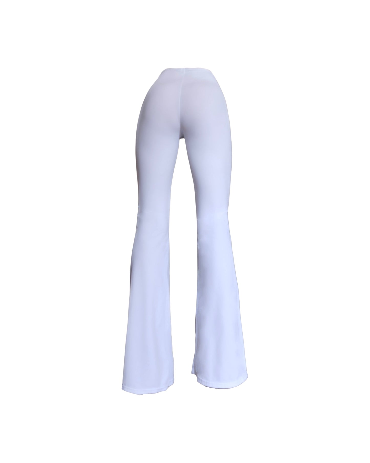 White luxury beachwear long trousers for women made in Italy with draped detail in recycled lycra econyl