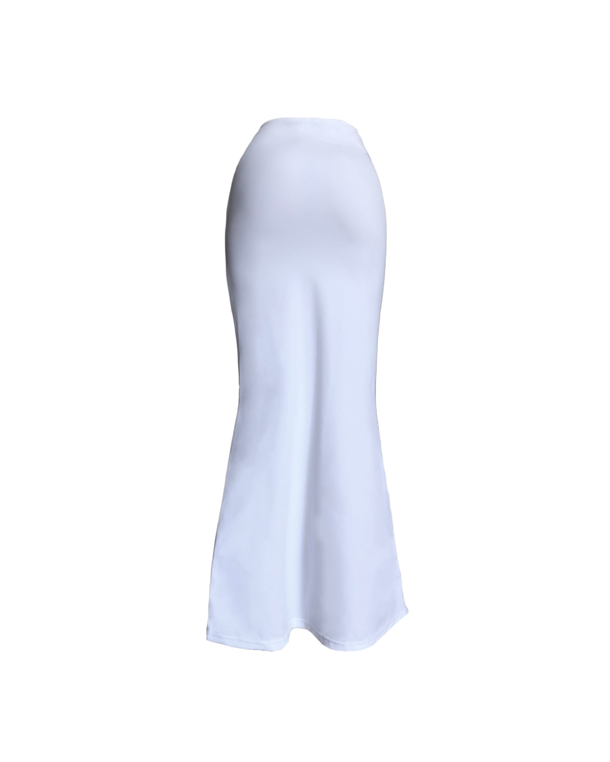 White luxury beachwear long skirt for women made in Italy with draped detail in recycled lycra econyl